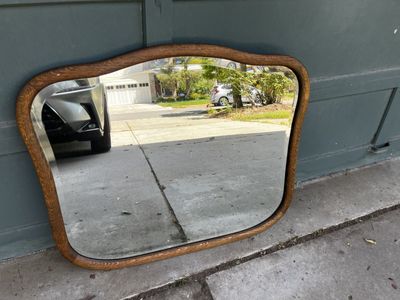 Antique French Oak Wood Mirror