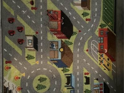 Kids Play Mat Road Traffic City Rug Playmat with Walmart and Buildings