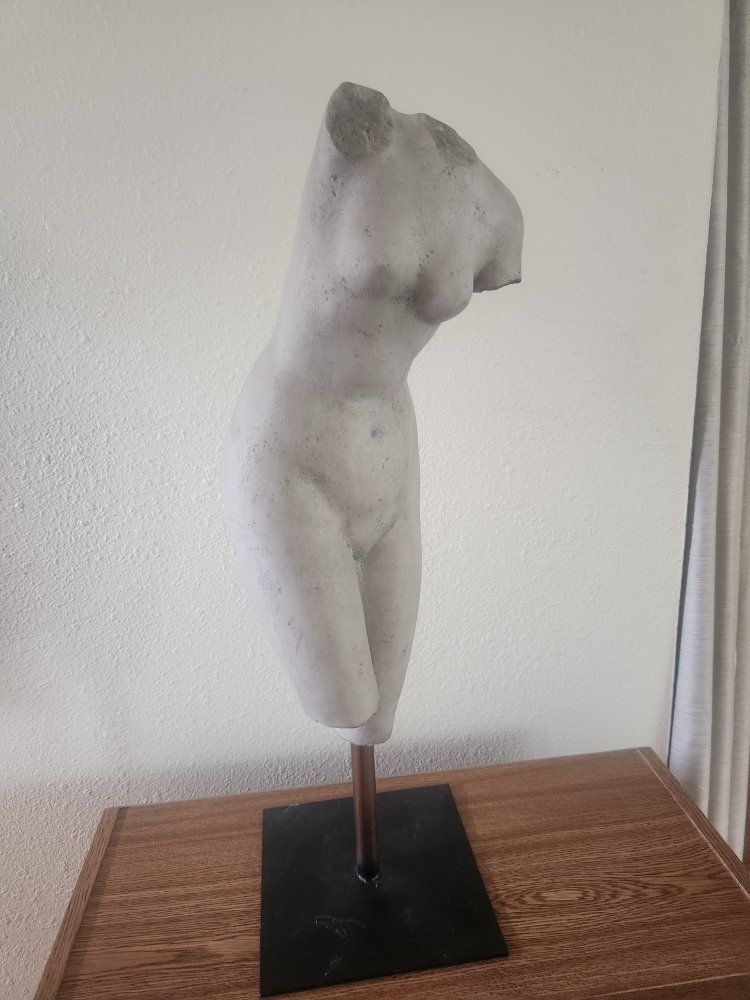 Vintage Classical Greek Female Torso Sculpture on Stand