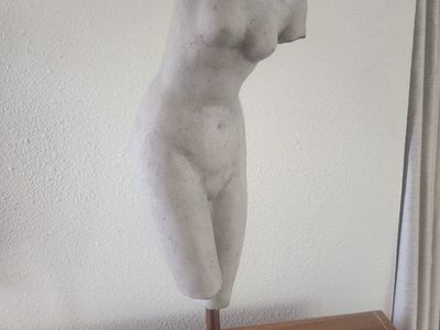 Vintage Classical Greek Female Torso Sculpture on Stand