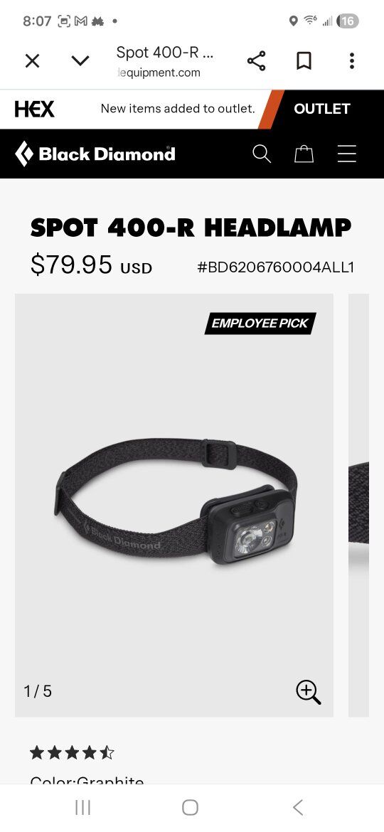 Black Diamond Spot 400 R  headlamp