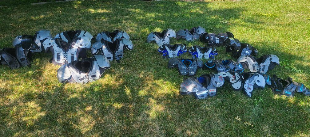 football shoulder pads, youth $30 adult $35, discounts avail