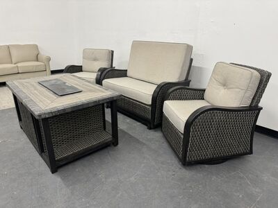 COSTCO 4-PIECE OUTDOOR PATIO SET W/ FIRE TABLE