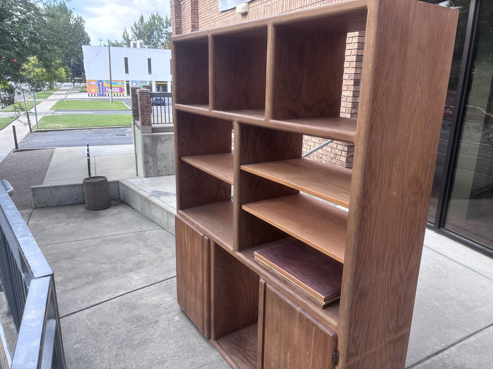 Free - Vintage Mid-Century Modern Wooden Bookcase Storage Shelf Unit Room Divider
