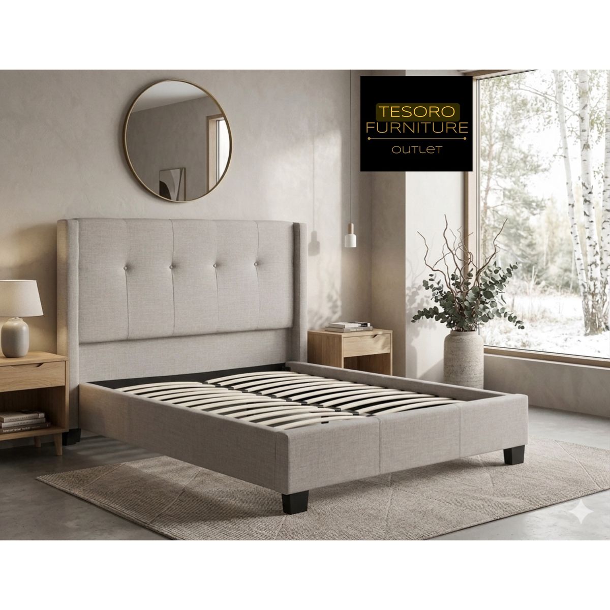 NEW UPHOLSTERED QUEEN BED WE OFFER DELIVERY