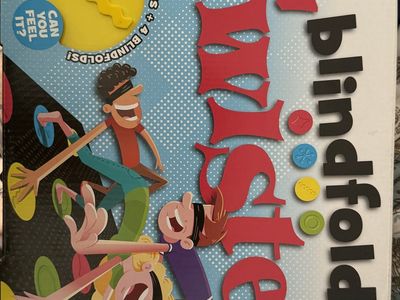 Hasbro Gaming Blindfolded Twister Party Board Game with 4 Blindfolds
