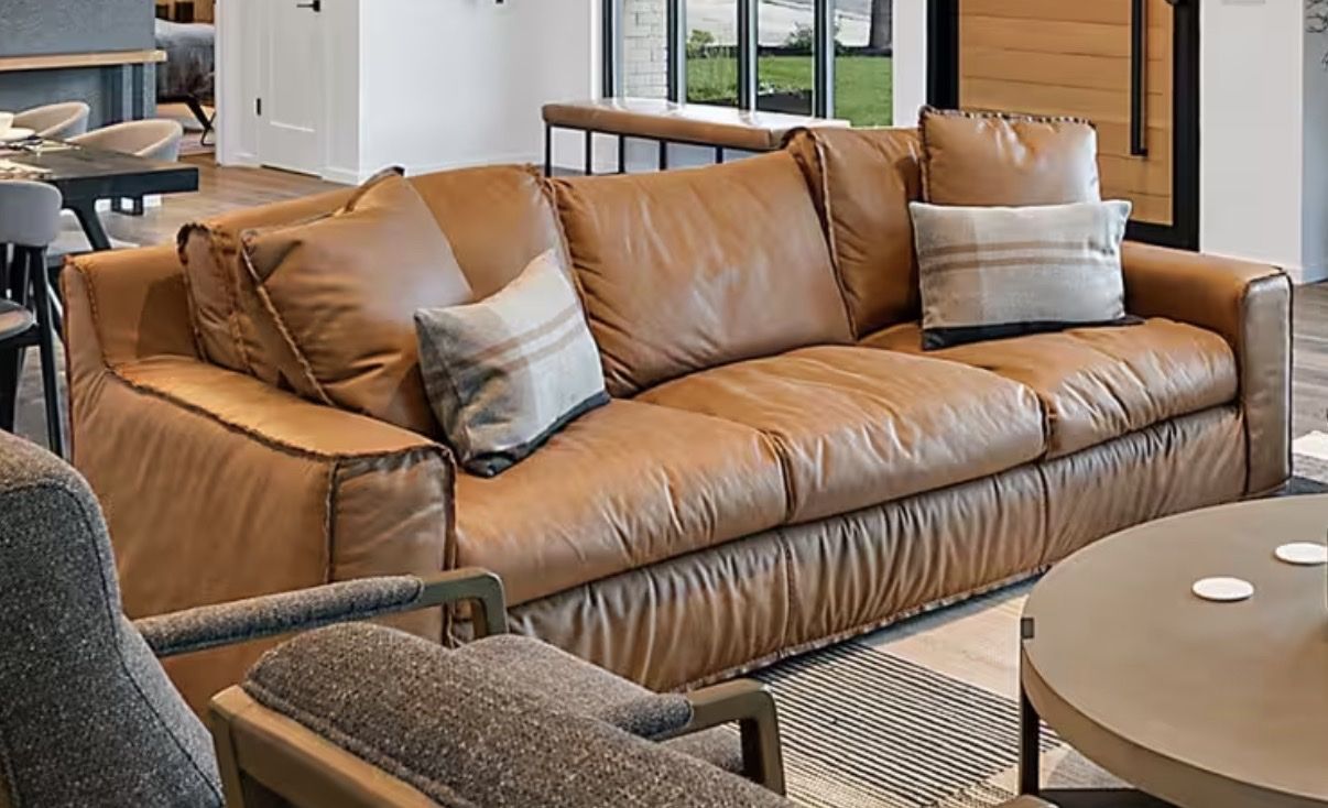 Used Leather Sofa - Brown, Comfortable, 3-Seat