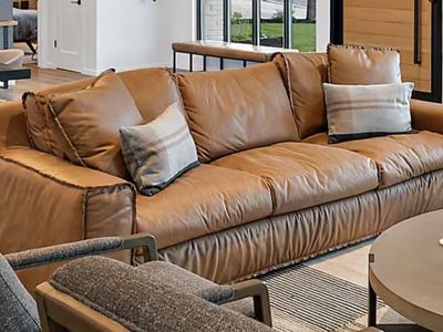 Used Leather Sofa - Brown, Comfortable, 3-Seat