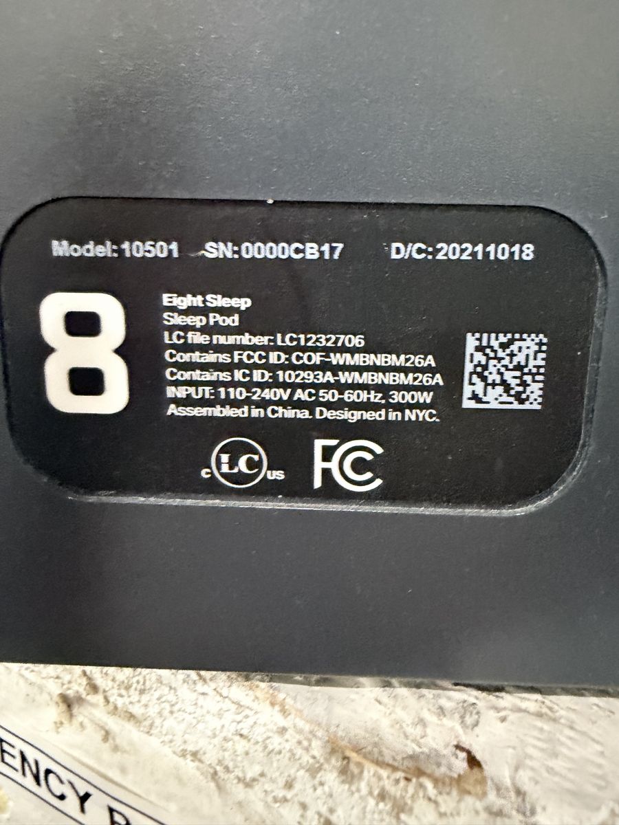 Eight Sleep Sleep Pod Model 10501 - Smart Bed Temperature Control Unit
