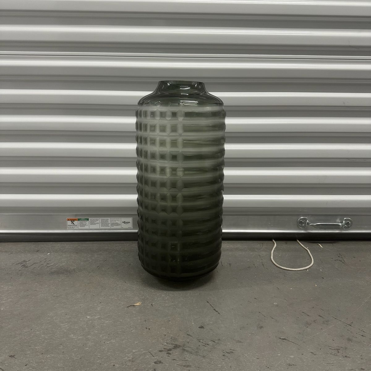 Large Green Textured Glass Floor Vase