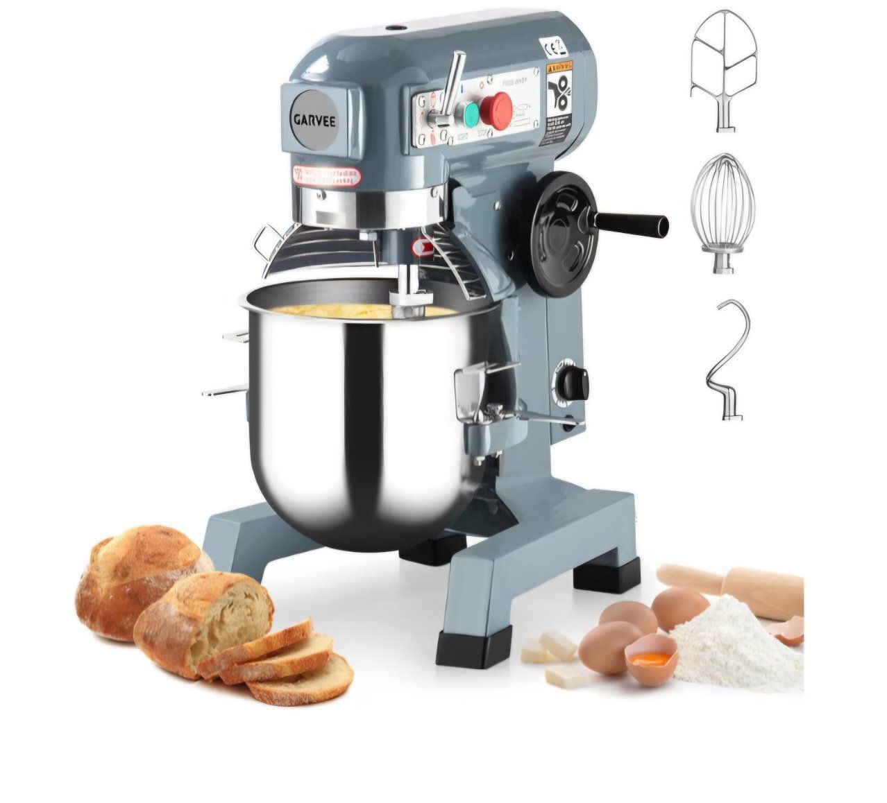 15 QT Commercial Food Mixer - Powerful 600W Motor, 3 Speeds, Stainless Steel Bowl & Attachments - Perfect for Bakeries, and Comm