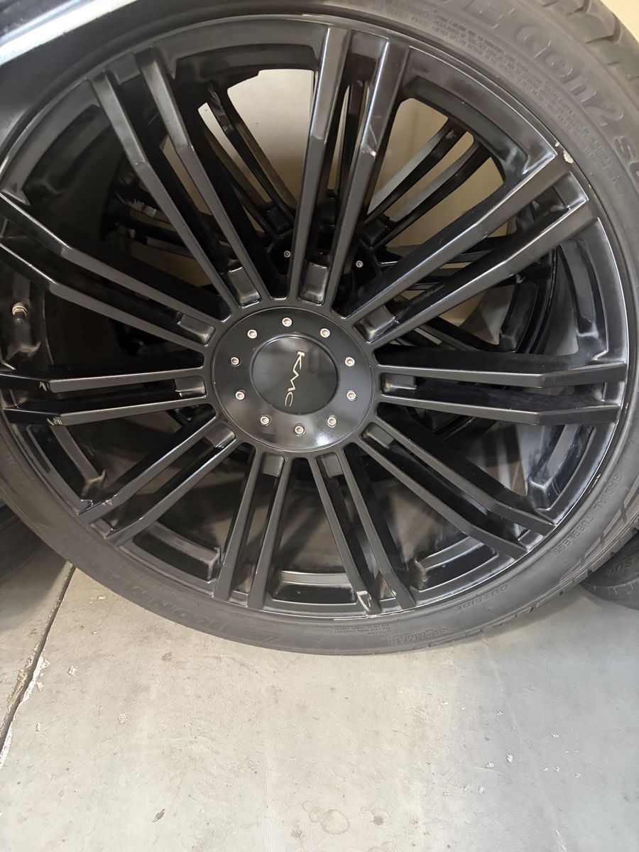KMC Black Rims with Tires Set