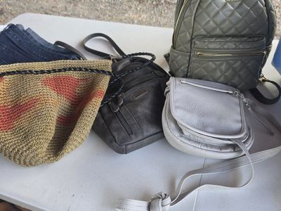 Steve Madden Quilted Olive Green Backpack and Assorted Handbags Bundle