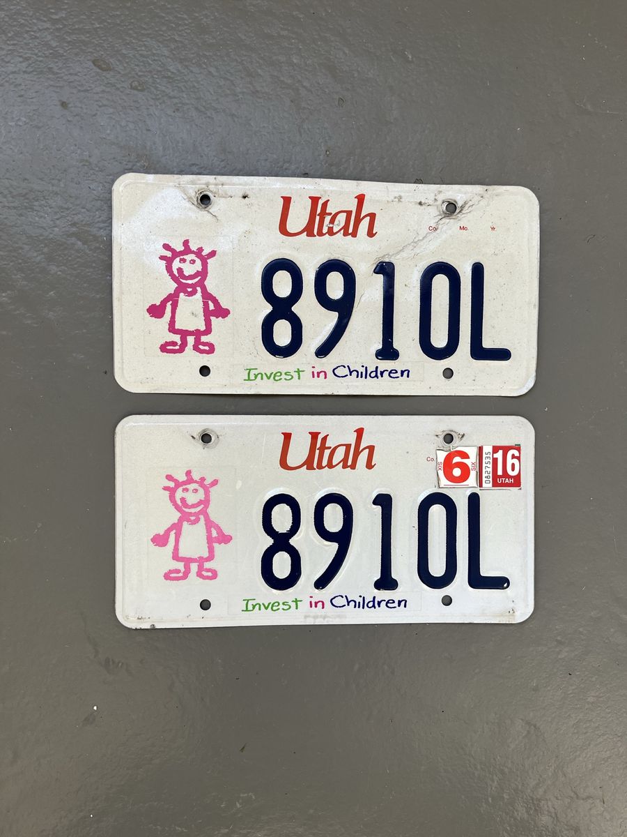 2016 Utah childen license plates