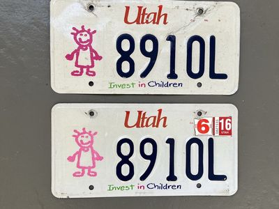 2016 Utah childen license plates
