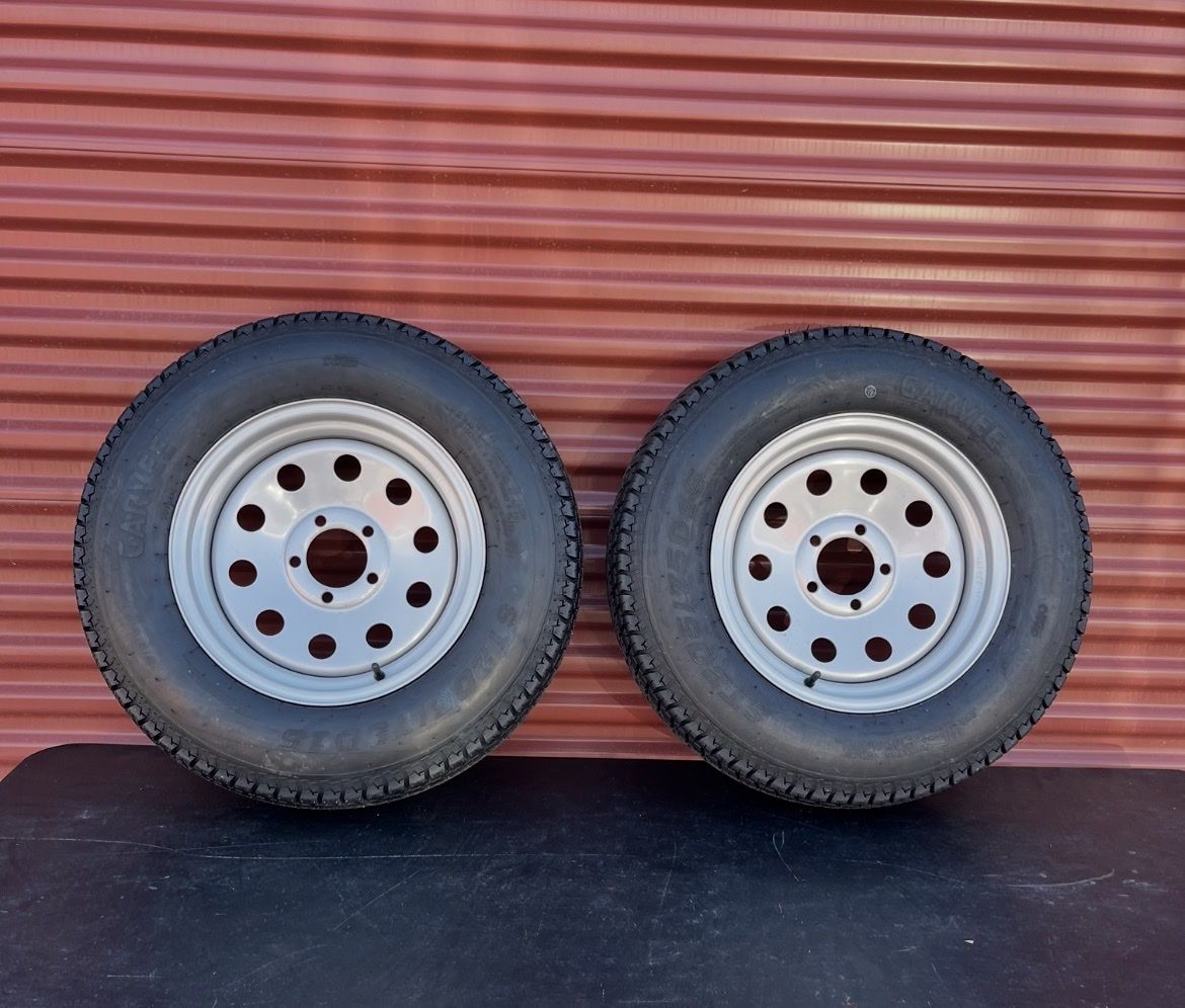New ST 205/75 D-15 Trailer Tires With Grey Wheels