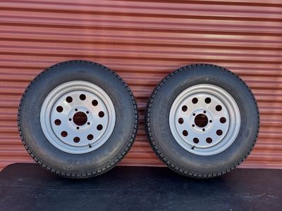 New ST 205/75 D-15 Trailer Tires With Grey Wheels