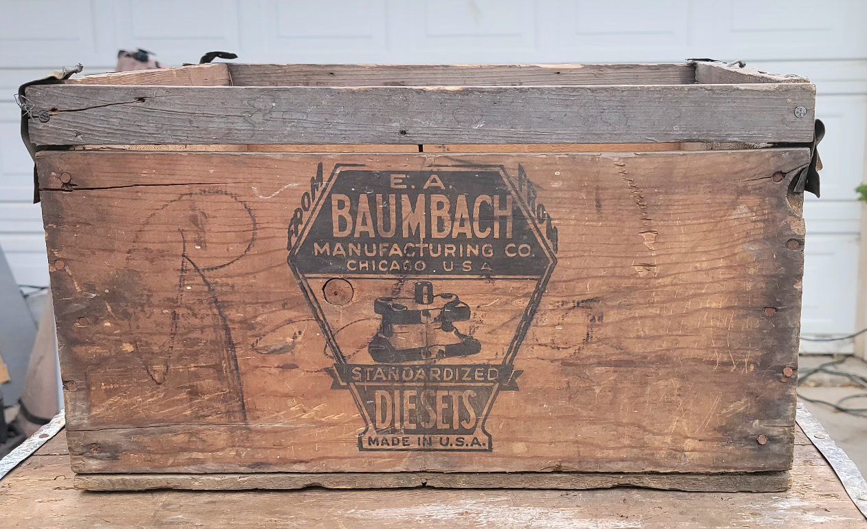Antique E.A. Baumbach Die Sets Wooden Crate