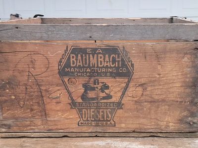 Antique E.A. Baumbach Die Sets Wooden Crate