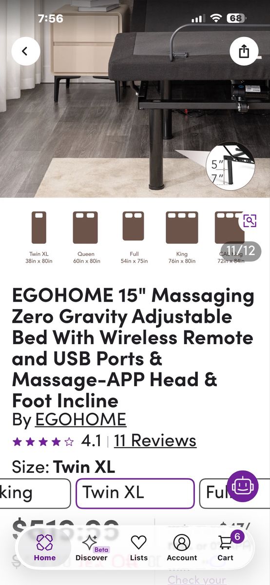 Adjustable Twin XL mattress with base