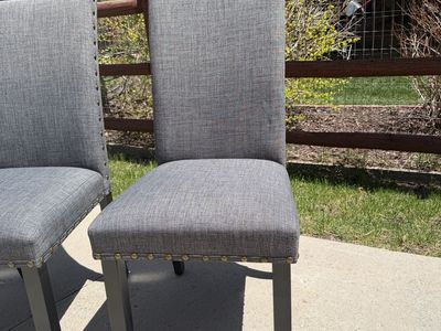 Set of 6 Grey Fabric Dining Chairs - like new!