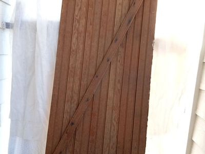 Vintage Wooden Barn Door - Rustic Architectural Salvage 75" x 36" with Coat Rack