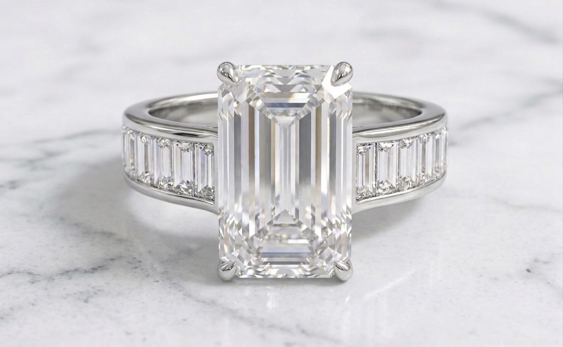 4.65ct Emerald Cut Diamond Ring Lab