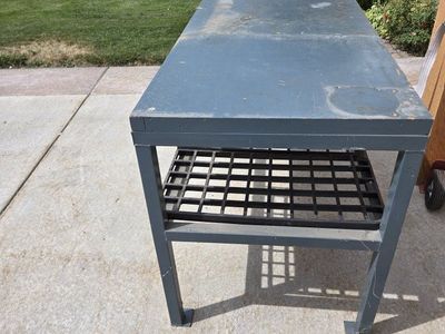 Heavy-Duty Work Bench with Lower Shelf - Sturdy Industrial Grade Shop Table
1 1/2" square tube metal frame with 2"solid wood top
