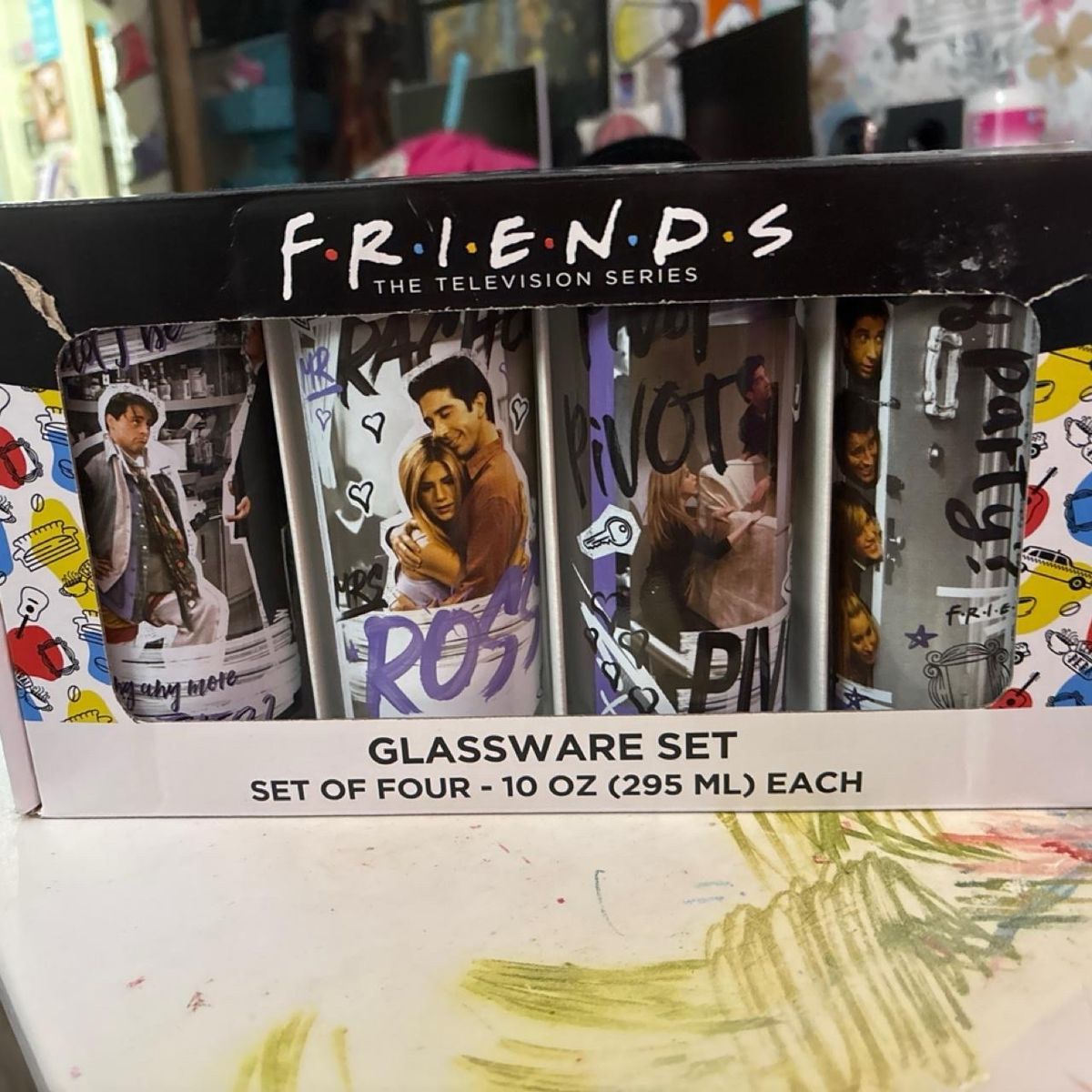Friends The Television Series Glassware Set - Set of 4, 10 oz Glasses - New in Box