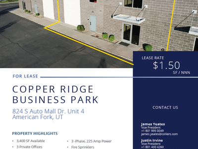 American Fork Flex/Warehouse Available for Lease - 3400 SF