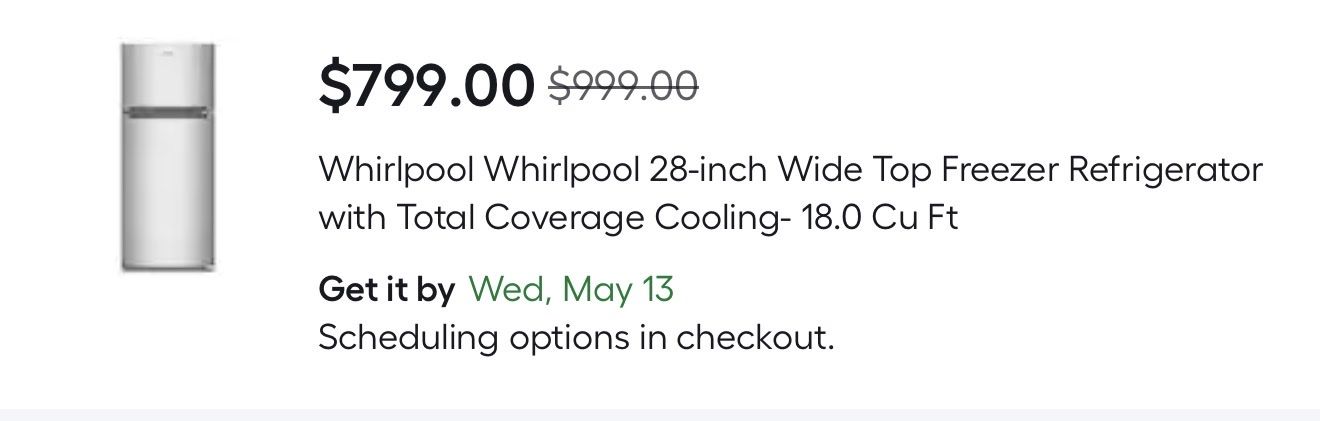 Whirlpool 28-inch 18.0 Cu Ft Top Freezer Refrigerator with Total Coverage Cooling - Stainless Steel