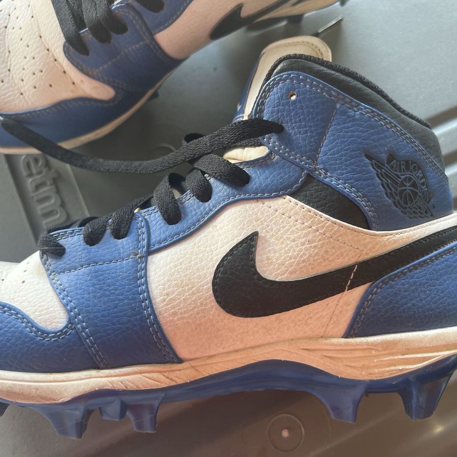Air Jordan 1 Mid Football Cleats Blue White US Men Size 8.5 (FJ6805-104)