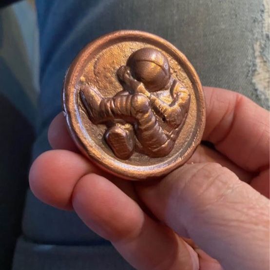 Hand poured copper .999 fine copper  round space man mood boy 2+ oz