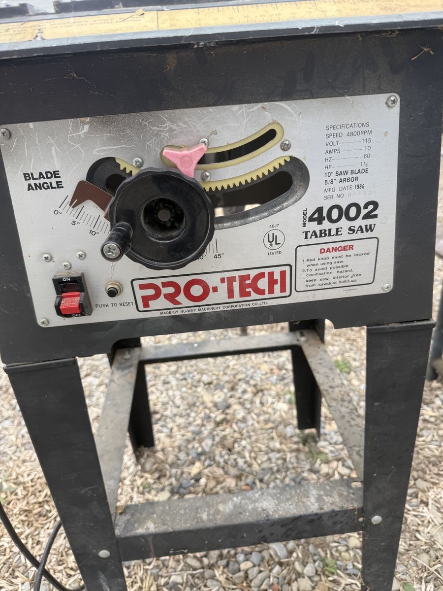 Pro-tech table saw