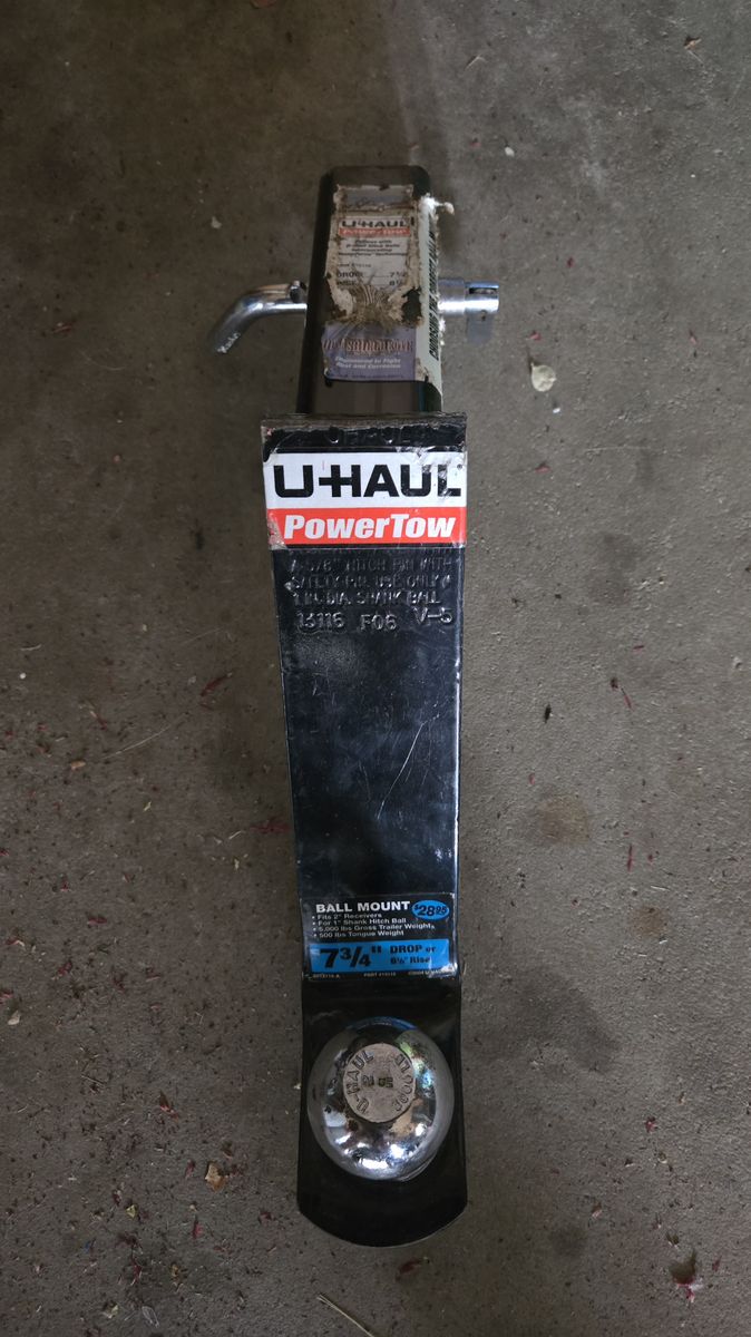 U-Haul 2” Hitch Ball Mount w/ Ball – Heavy Duty 7 3/4" drop or 6 1/2"  rise.