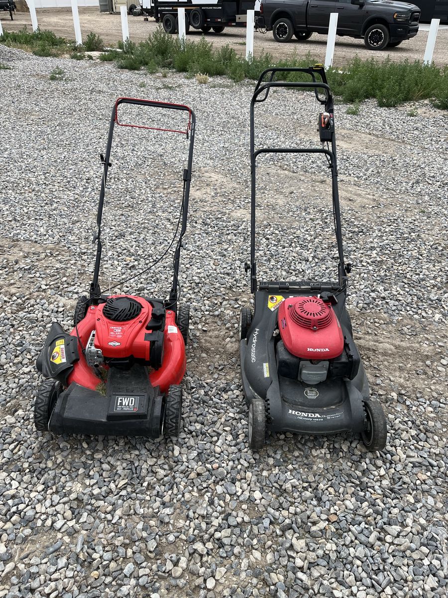 Troy Bilt and Honda lawn mowers