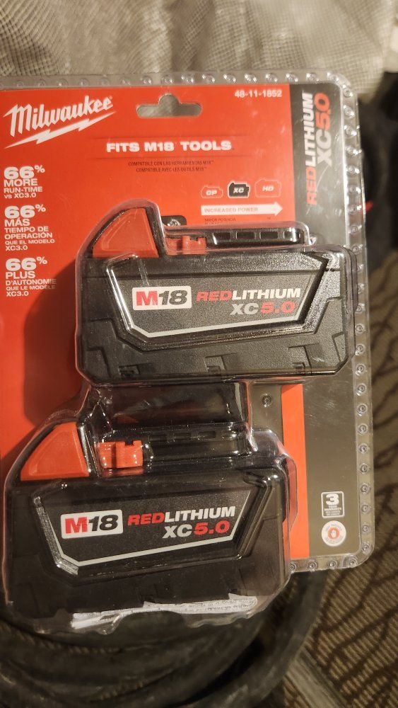 Milwaukee M18 REDLITHIUM XC5.0 Extended Capacity Battery 2-Pack, New in Package. I have 2 of the 2pks