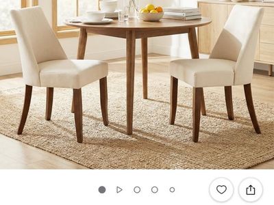 COLAMY Upholstered Dining Chairs Set of 2, Beige Mid Century Modern