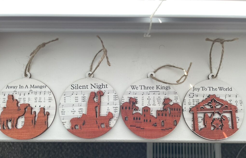 Music Sheet Nativity Ornament 4 Pieces 3 Inches