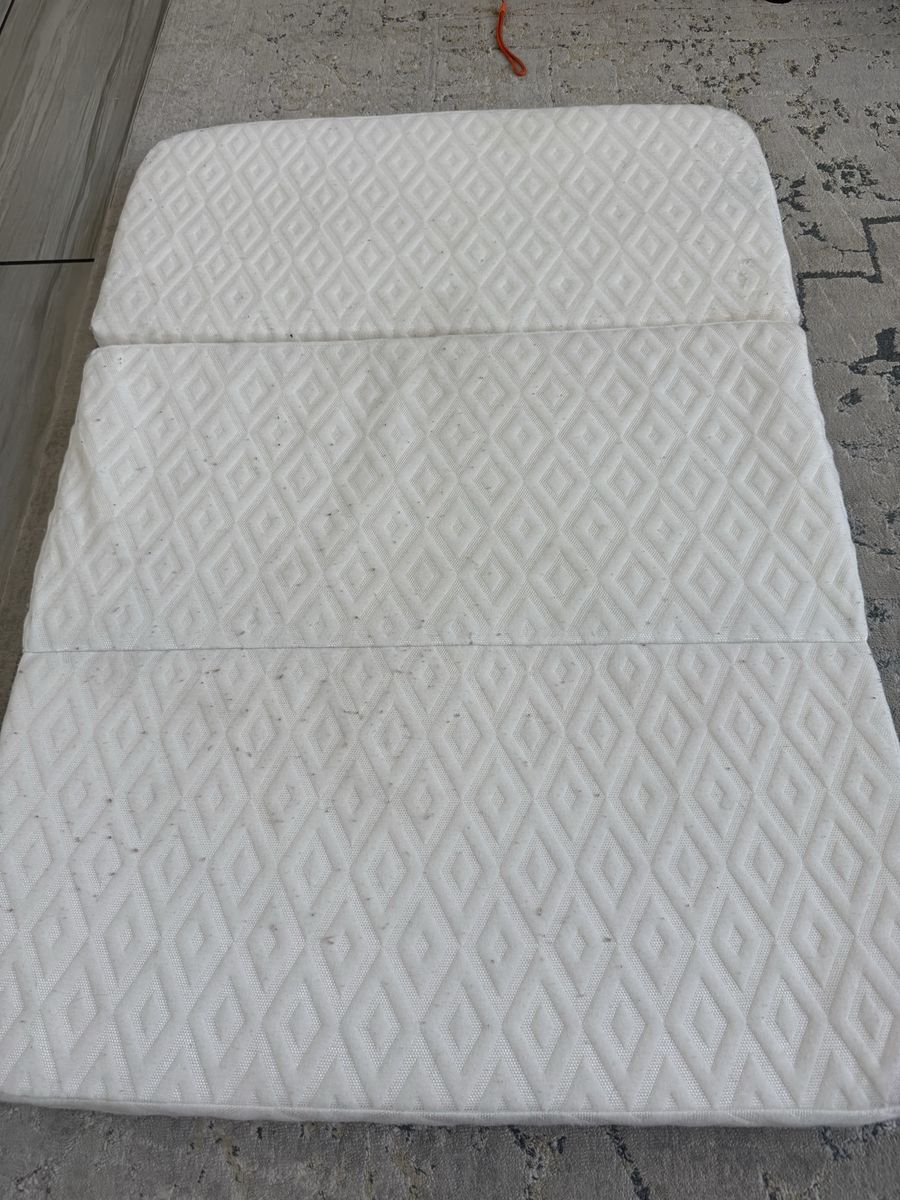 Trifold Pack and Play Mattress Pad with Grey Fitted Cover