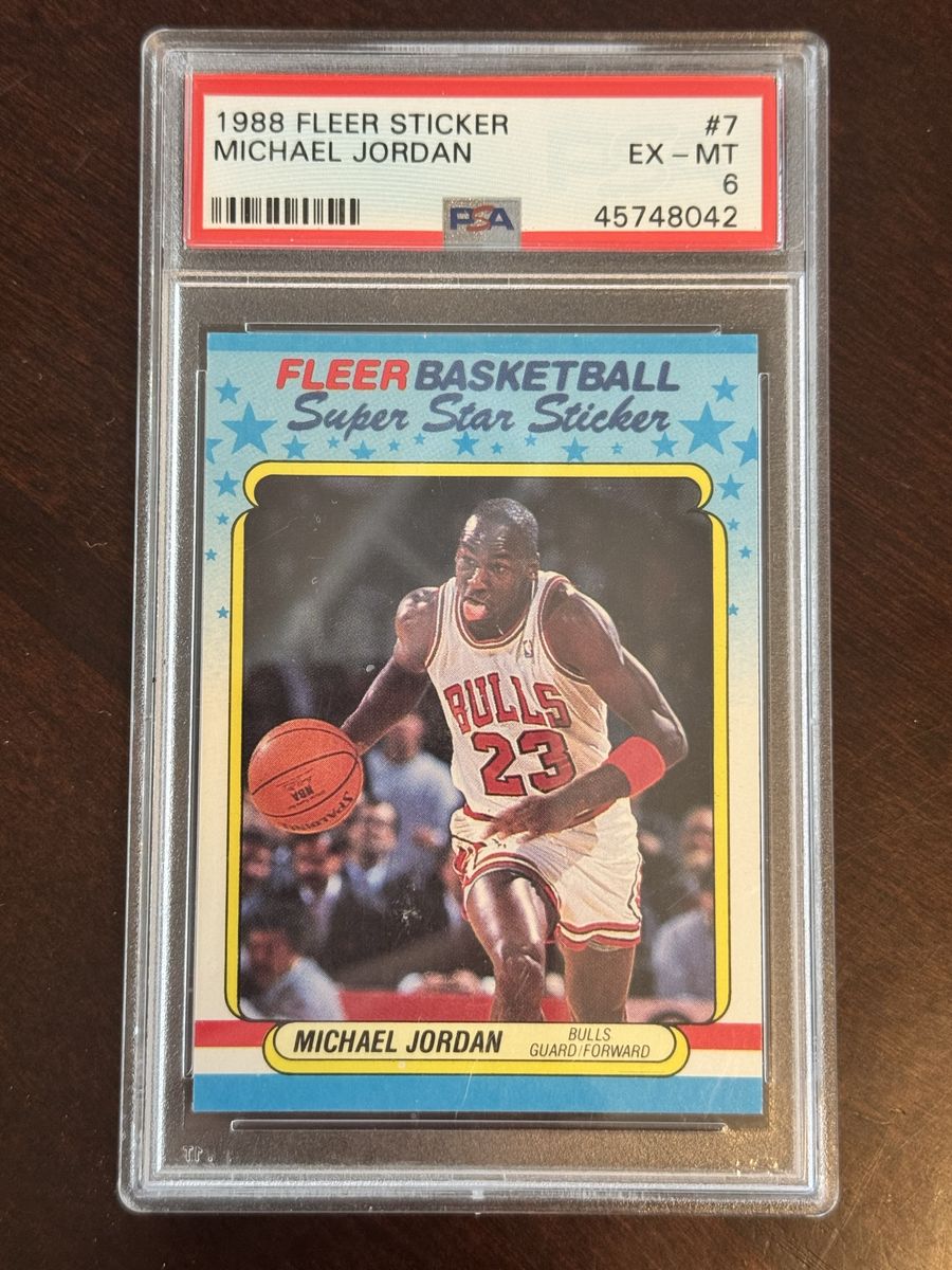 1988 Fleer Michael Jordan #7 Basketball Super Star Sticker PSA 6