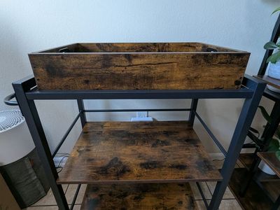 Wooden Industrial Bar Cart with Wheels Great Condition $50