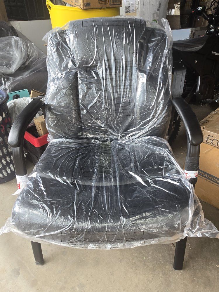 Black Office Guest Chair with Faux Leather