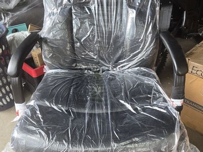 Black Office Guest Chair with Faux Leather