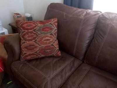 Brown Faux Leather Loveseat
