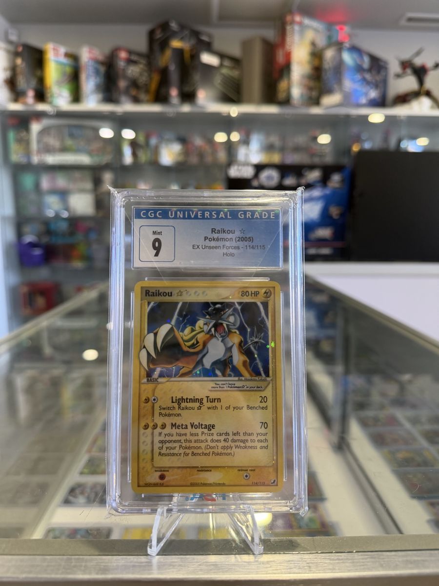 Pokemon EX 2005 Unseen Forces #114 Raikou Gold Star Holo Card CGC 9 Mint
