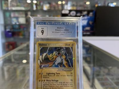Pokemon EX 2005 Unseen Forces #114 Raikou Gold Star Holo Card CGC 9 Mint