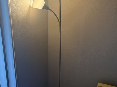 White Torchiere Floor Lamp with Adjustable Reading Light