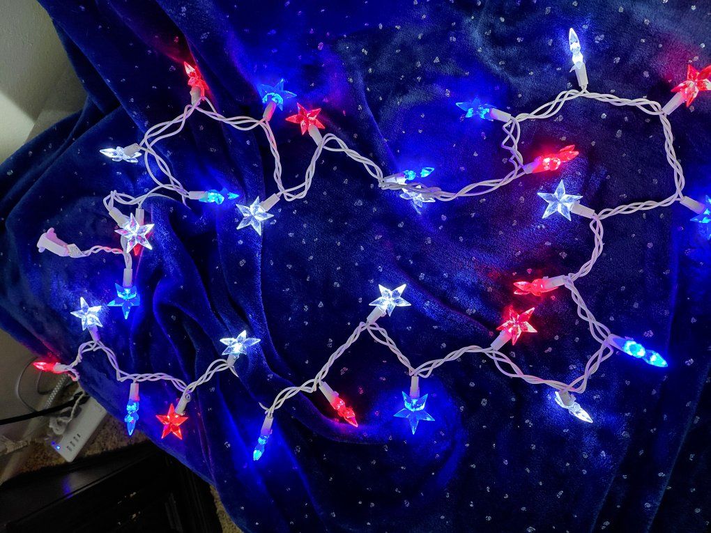 Red White Blue Star String Lights - Patriotic Holiday Party Decor