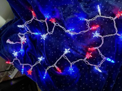 Red White Blue Star String Lights - Patriotic Holiday Party Decor